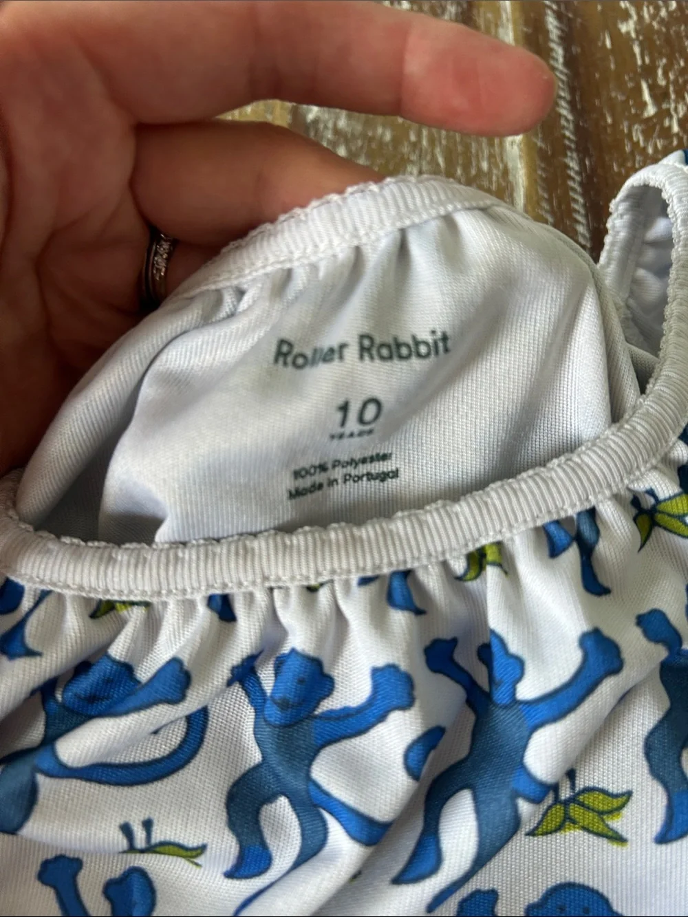 Girls' Roller Rabbit with Blue Monkey Print